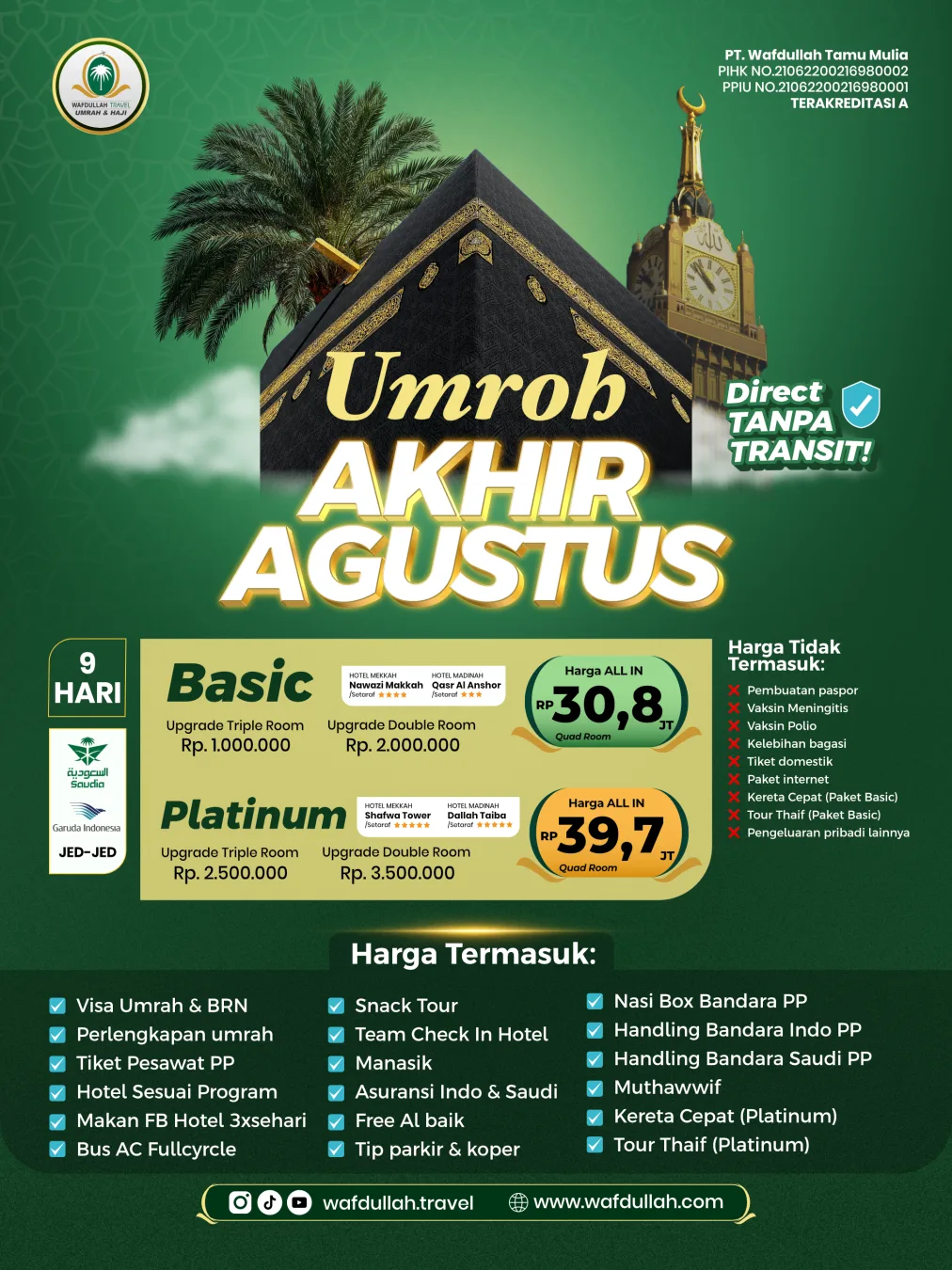 UMROH AKHIR AGUSTUS 2026 PLATINUM