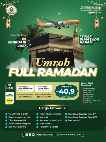 UMROH FULL RAMADHAN 9 Februari 2027 - 30 Hari - (Transit Flight)
