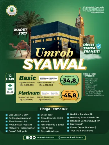 UMROH SYAWAL PLATINUM MARET 2027 - 12 Hari - Saudi Airlines