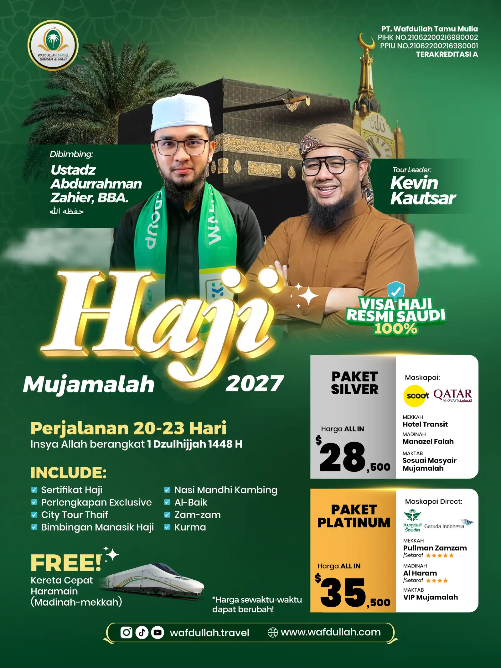 Haji Mujamalah Platinum 2027 Akhir Dulqodah - 20 Hari - Saudi Airlines
