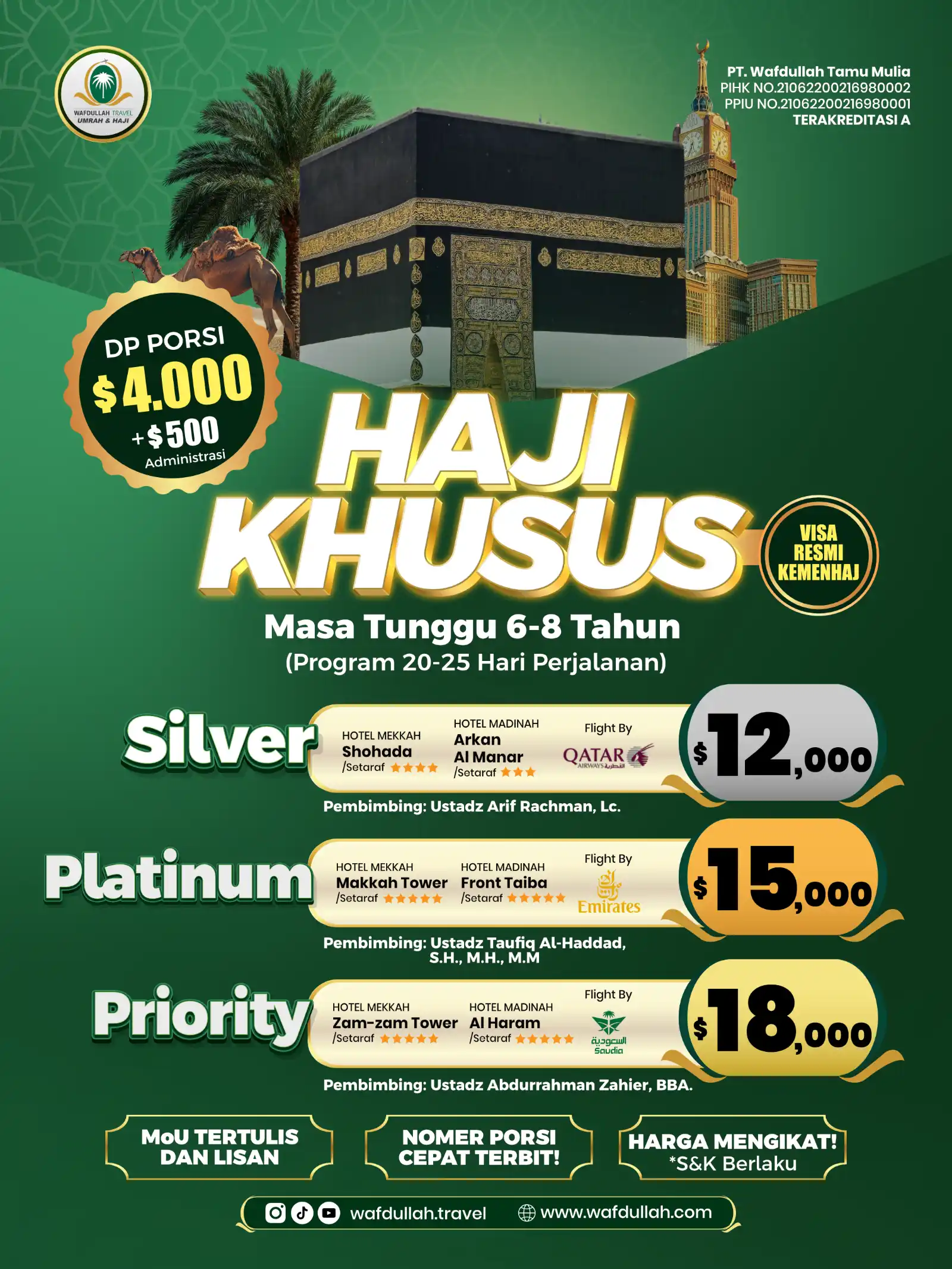 Haji Khusus Priority Kuota Resmi Kemenhaj RI Akhir Dulqodah - Saudi Airlines